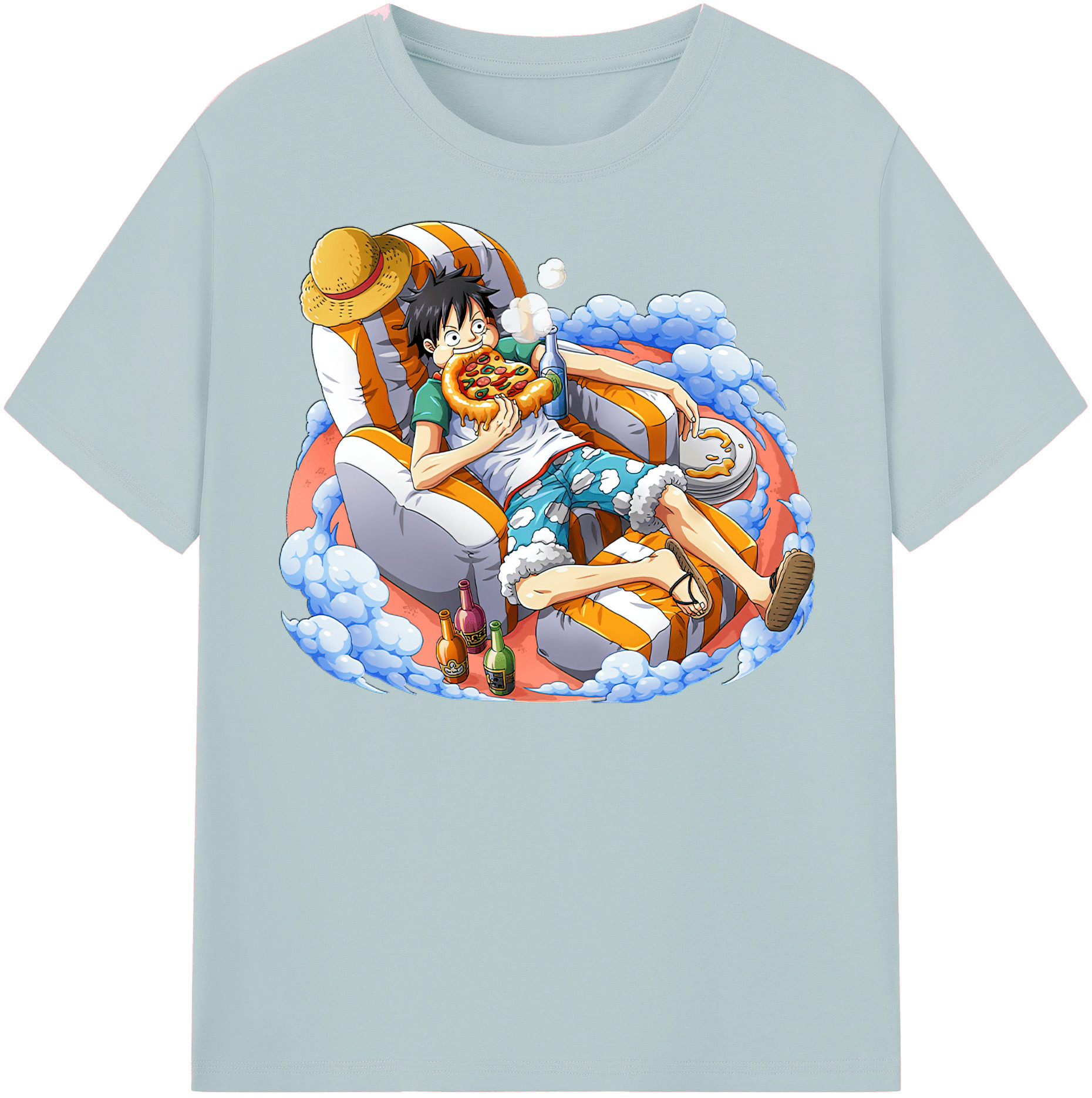 ワンピース モンキー・D・ルフィ ONE PIECE Monkey D. Luffy 綿100％半袖Tシャツ（フロントプリント）
